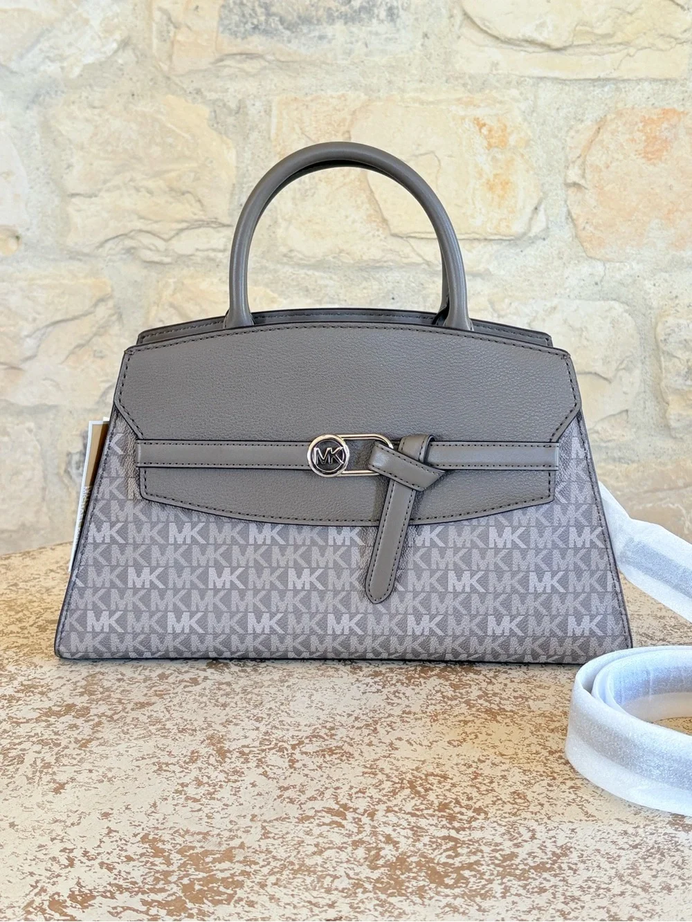 Michael Kors Gray MK Signature Satchel with Matching Wallet